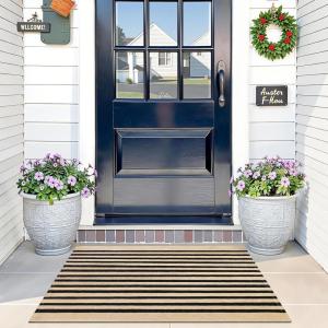 imageOLANLY Black and White Striped Rug 24quot x 37quot 275quot x 43quot  Washable Cotton Indoor Outdoor Doormat for Front Door Entryway Kitchen Porch Patio DecorBrown and Black Striped