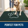 imageOLANLY Dog Door Mat for Muddy Paws 70x24 Paw Print Design Absorbs Moisture and Dirt Absorbent NonSlip Washable Doormat Quick Dry Chenille Mud Mat Entry Indoor Entryway Carpet Blackish Green