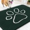 imageOLANLY Dog Door Mat for Muddy Paws 70x46 Paw Print Design Absorbs Moisture and Dirt Absorbent NonSlip Washable Doormat Quick Dry Chenille Mud Mat Entry Indoor Entryway Carpet Blackish Green