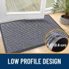 imageOLANLY Front Door Mat Indoor Outdoor Entrance 2Pack 295 x 17 Inch Waterproof Heavy Duty Doormat Fade Resistant Low Profile Easy Clean Patio Porch Welcome Floor Mats for Entry GreyLight Gray