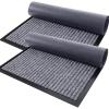 imageOLANLY Front Door Mat Indoor Outdoor Entrance 2Pack 295 x 17 Inch Waterproof Heavy Duty Doormat Fade Resistant Low Profile Easy Clean Patio Porch Welcome Floor Mats for Entry GreyLight Gray