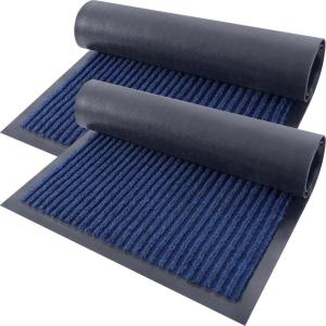 imageOLANLY Front Door Mat Indoor Outdoor Entrance 2Pack 295 x 17 Inch Waterproof Heavy Duty Doormat Fade Resistant Low Profile Easy Clean Patio Porch Welcome Floor Mats for Entry GreyBlue