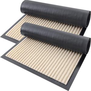 imageOLANLY Front Door Mat Indoor Outdoor Entrance 2Pack 295 x 17 Inch Waterproof Heavy Duty Doormat Fade Resistant Low Profile Easy Clean Patio Porch Welcome Floor Mats for Entry GreyBeige