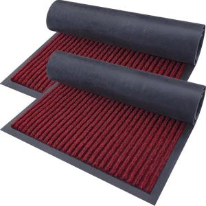imageOLANLY Front Door Mat Indoor Outdoor Entrance 2Pack 295 x 17 Inch Waterproof Heavy Duty Doormat Fade Resistant Low Profile Easy Clean Patio Porch Welcome Floor Mats for Entry GreyWine Red