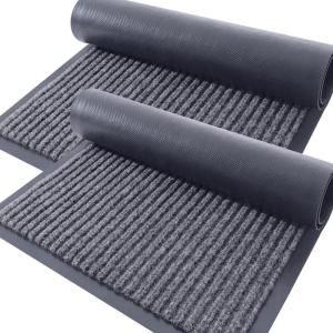 imageOLANLY Front Door Mat Indoor Outdoor Entrance 2Pack 295 x 17 Inch Waterproof Heavy Duty Doormat Fade Resistant Low Profile Easy Clean Patio Porch Welcome Floor Mats for Entry GreyGrey