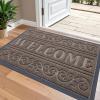 imageOLANLY Welcome Door Mat Indoor Outdoor Entrance Heavy Duty Sturdy Front Door Mat Waterproof AllWeather Doormat Stain Resistant Low Profile Easy Clean Patio Entryway Mat 36 x 24 Brown