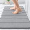 imageOLANLY Striped Memory Foam Bath Mat 32x20 Super Soft Absorbent Bathroom Rugs Quick Dry Machine Washable Shower Floor Rugs Bathmat Carpet Bathroom Home Decor Accessories Grey