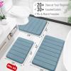 imageOLANLY Striped Memory Foam Bath Mat 30x20 Super Soft Absorbent Bathroom Rugs Quick Dry Machine Washable Shower Floor Rugs Bathmat Carpet Bathroom Home Decor Accessories Airy Blue