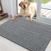 imageOLANLY Dog Door Mat for Muddy Paws 36x24 Ultra Absorbent Chenille Mud Doormat NonSlip Washable and Dirt Trapping Doormat for Indoor Entryway QuickDry Indoor Pet Bed Mats for Dogs GreyGrey