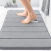 imageOLANLY Striped Memory Foam Bath Mat 30x20 Super Soft Absorbent Bathroom Rugs Quick Dry Machine Washable Shower Floor Rugs Bathmat Carpet Bathroom Home Decor Accessories Grey