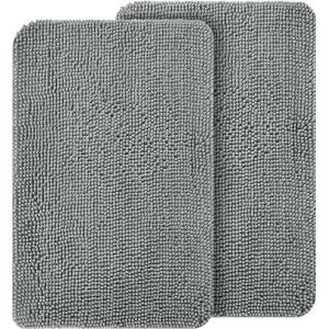 imageOLANLY Dog Door Mat Set 2Piece 30x20 Absorbs Moisture and Dirt Absorbent NonSlip Washable Doormat Quick Dry Chenille Mud Mat for Dogs Entry Indoor Entryway Carpet for Inside Floor GreyGrey