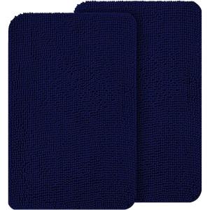 imageOLANLY Dog Door Mat Set 2Piece 30x20 Absorbs Moisture and Dirt Absorbent NonSlip Washable Doormat Quick Dry Chenille Mud Mat for Dogs Entry Indoor Entryway Carpet for Inside Floor GreyNavy Blue