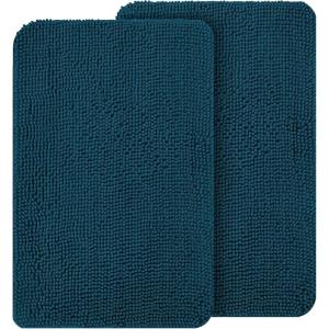 imageOLANLY Dog Door Mat Set 2Piece 30x20 Absorbs Moisture and Dirt Absorbent NonSlip Washable Doormat Quick Dry Chenille Mud Mat for Dogs Entry Indoor Entryway Carpet for Inside Floor GreyAtlantic Blue