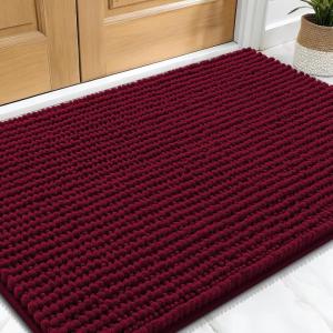 imageOLANLY Dog Door Mat for Muddy Paws 36x24 Ultra Absorbent Chenille Mud Doormat NonSlip Washable and Dirt Trapping Doormat for Indoor Entryway QuickDry Indoor Pet Bed Mats for Dogs GreyBurgundy