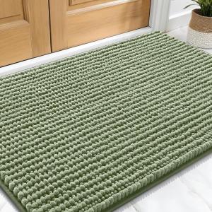 imageOLANLY Dog Door Mat for Muddy Paws 36x24 Ultra Absorbent Chenille Mud Doormat NonSlip Washable and Dirt Trapping Doormat for Indoor Entryway QuickDry Indoor Pet Bed Mats for Dogs GreySage Green
