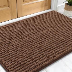 imageOLANLY Dog Door Mat for Muddy Paws 36x24 Ultra Absorbent Chenille Mud Doormat NonSlip Washable and Dirt Trapping Doormat for Indoor Entryway QuickDry Indoor Pet Bed Mats for Dogs GreyMocha