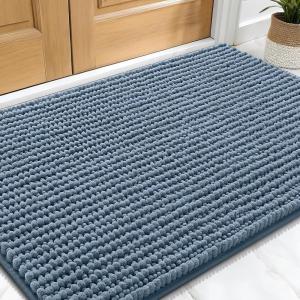 imageOLANLY Dog Door Mat for Muddy Paws 36x24 Ultra Absorbent Chenille Mud Doormat NonSlip Washable and Dirt Trapping Doormat for Indoor Entryway QuickDry Indoor Pet Bed Mats for Dogs GreyAiry Blue