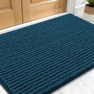 imageOLANLY Dog Door Mat for Muddy Paws 36x24 Ultra Absorbent Chenille Mud Doormat NonSlip Washable and Dirt Trapping Doormat for Indoor Entryway QuickDry Indoor Pet Bed Mats for Dogs GreyAtlantic Blue