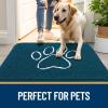 imageOLANLY Dog Door Mat for Muddy Paws 32x20 Paw Print Design Absorbs Moisture and Dirt Absorbent NonSlip Washable Doormat Quick Dry Chenille Mud Mat Entry Indoor Entryway Carpet Atlantic Blue