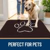 imageOLANLY Dog Door Mat for Muddy Paws 32x20 Paw Print Design Absorbs Moisture and Dirt Absorbent NonSlip Washable Doormat Quick Dry Chenille Mud Mat for Dogs Entry Indoor Entryway Carpet Brown