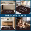imageOLANLY Dog Door Mat for Muddy Paws 32x20 Paw Print Design Absorbs Moisture and Dirt Absorbent NonSlip Washable Doormat Quick Dry Chenille Mud Mat for Dogs Entry Indoor Entryway Carpet Brown