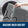 imageOLANLY Dog Door Mat for Muddy Paws 35x24 Paw Print Design Absorbs Moisture and Dirt Absorbent NonSlip Washable Doormat Quick Dry Chenille Mud Mat for Dogs Entry Indoor Entryway Carpet Grey