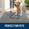 imageOLANLY Dog Door Mat for Muddy Paws 35x24 Paw Print Design Absorbs Moisture and Dirt Absorbent NonSlip Washable Doormat Quick Dry Chenille Mud Mat for Dogs Entry Indoor Entryway Carpet Grey