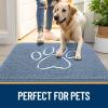 imageOLANLY Dog Door Mat for Muddy Paws 35x24 Paw Print Design Absorbs Moisture and Dirt NonSlip Washable Doormat Quick Dry Chenille Mud Mat Entry Indoor Entryway Carpet Airy Blue and White