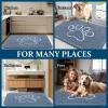 imageOLANLY Dog Door Mat for Muddy Paws 35x24 Paw Print Design Absorbs Moisture and Dirt NonSlip Washable Doormat Quick Dry Chenille Mud Mat Entry Indoor Entryway Carpet Airy Blue and White