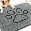 imageOLANLY Dog Door Mat for Muddy Paws 32x20 Paw Print Design Absorbs Moisture and Dirt Absorbent NonSlip Washable Doormat Quick Dry Chenille Mud Mat for Dogs Entry Indoor Entryway Carpet Grey