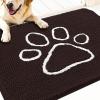 imageOLANLY Dog Door Mat for Muddy Paws 32x20 Paw Print Design Absorbs Moisture and Dirt Absorbent NonSlip Washable Doormat Quick Dry Chenille Mud Mat for Dogs Entry Indoor Entryway Carpet Brown