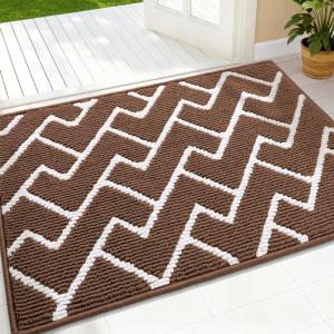 imageOLANLY Front Door Mat NonSlip Rubber Backing Dirt Resistant and Absorbent Washable Easy to Clean LowProfile Indoor Doormat for Back Door Entryway Inside Entrance 32x20 GreyCoffee