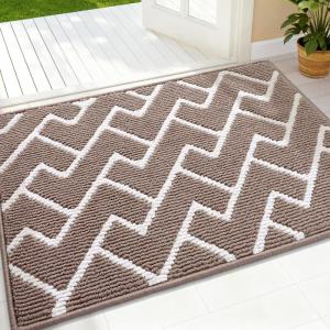 imageOLANLY Front Door Mat NonSlip Rubber Backing Dirt Resistant and Absorbent Washable Easy to Clean LowProfile Indoor Doormat for Back Door Entryway Inside Entrance 32x20 GreyBrown