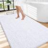 image:imageOLANLY Thick Bathroom Rugs 30x20 Extra Soft Absorbent Chenille Bath Rugs Rubber Backing Machine Wash Dry Bath Mats for Bathroom Floor Tub and Shower Home Decor Accessories GreyWhite