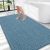 image:imageOLANLY Thick Bathroom Rugs 30x20 Extra Soft Absorbent Chenille Bath Rugs Rubber Backing Machine Wash Dry Bath Mats for Bathroom Floor Tub and Shower Home Decor Accessories GreyAiry Blue