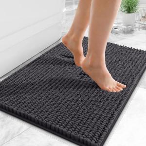 image:imageOLANLY Thick Bathroom Rugs 30x20 Extra Soft Absorbent Chenille Bath Rugs Rubber Backing Machine Wash Dry Bath Mats for Bathroom Floor Tub and Shower Home Decor Accessories GreyDark Grey