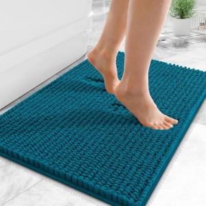 image:imageOLANLY Thick Bathroom Rugs 30x20 Extra Soft Absorbent Chenille Bath Rugs Rubber Backing Machine Wash Dry Bath Mats for Bathroom Floor Tub and Shower Home Decor Accessories GreyPeacock Blue