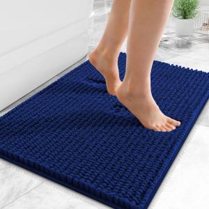 image:imageOLANLY Thick Bathroom Rugs 30x20 Extra Soft Absorbent Chenille Bath Rugs Rubber Backing Machine Wash Dry Bath Mats for Bathroom Floor Tub and Shower Home Decor Accessories GreyNavy