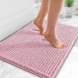 image:imageOLANLY Thick Bathroom Rugs 30x20 Extra Soft Absorbent Chenille Bath Rugs Rubber Backing Machine Wash Dry Bath Mats for Bathroom Floor Tub and Shower Home Decor Accessories GreyDusty Rose