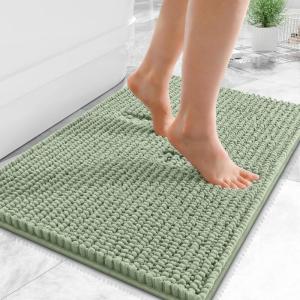 image:imageOLANLY Thick Bathroom Rugs 30x20 Extra Soft Absorbent Chenille Bath Rugs Rubber Backing Machine Wash Dry Bath Mats for Bathroom Floor Tub and Shower Home Decor Accessories GreySage Green