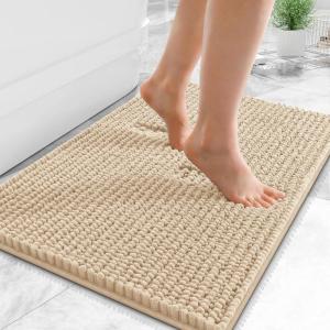 image:imageOLANLY Thick Bathroom Rugs 30x20 Extra Soft Absorbent Chenille Bath Rugs Rubber Backing Machine Wash Dry Bath Mats for Bathroom Floor Tub and Shower Home Decor Accessories GreyBeige