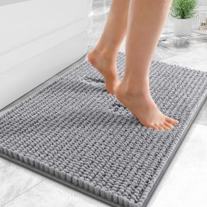 image:imageOLANLY Thick Bathroom Rugs 30x20 Extra Soft Absorbent Chenille Bath Rugs Rubber Backing Machine Wash Dry Bath Mats for Bathroom Floor Tub and Shower Home Decor Accessories GreyGrey