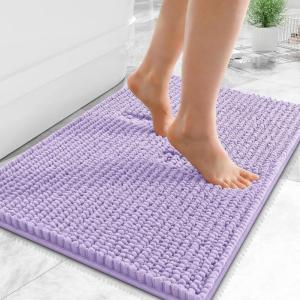 image:imageOLANLY Thick Bathroom Rugs 30x20 Extra Soft Absorbent Chenille Bath Rugs Rubber Backing Machine Wash Dry Bath Mats for Bathroom Floor Tub and Shower Home Decor Accessories GreyLavender
