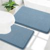image:imageOLANLY Bathroom Rugs Sets 2 Piece Soft Absorbent Memory Foam Bath Rug Set NonSlip Quick Dry Machine Washable Bath Mats for Bathroom Home Decor Accessories 30x2024x16 GreyAiry Blue