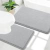 image:imageOLANLY Bathroom Rugs Sets 2 Piece Soft Absorbent Memory Foam Bath Rug Set NonSlip Quick Dry Machine Washable Bath Mats for Bathroom Home Decor Accessories 30x2024x16 GreyLight Grey