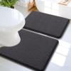 image:imageOLANLY Bathroom Rugs Sets 2 Piece Soft Absorbent Memory Foam Bath Rug Set NonSlip Quick Dry Machine Washable Bath Mats for Bathroom Home Decor Accessories 30x2024x16 GreyDark Grey
