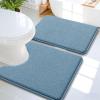 image:imageOLANLY Bathroom Rugs Sets 2 Piece Soft Absorbent Memory Foam Bath Rug Set NonSlip Quick Dry Machine Washable Bath Mats for Bathroom Home Decor Accessories 30x2024x16 GreyAiry Blue