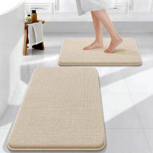 image:imageOLANLY Bathroom Rugs Sets 2 Piece Soft Absorbent Memory Foam Bath Rug Set NonSlip Quick Dry Machine Washable Bath Mats for Bathroom Home Decor Accessories 30x2024x16 GreyBeige