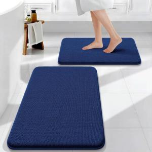 image:imageOLANLY Bathroom Rugs Sets 2 Piece Soft Absorbent Memory Foam Bath Rug Set NonSlip Quick Dry Machine Washable Bath Mats for Bathroom Home Decor Accessories 30x2024x16 GreyNavy
