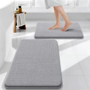 image:imageOLANLY Bathroom Rugs Sets 2 Piece Soft Absorbent Memory Foam Bath Rug Set NonSlip Quick Dry Machine Washable Bath Mats for Bathroom Home Decor Accessories 30x2024x16 GreyGrey